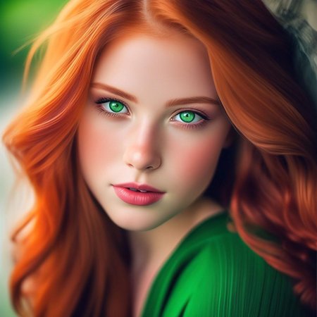 Девушка с рыжими волосами и зелеными глазами