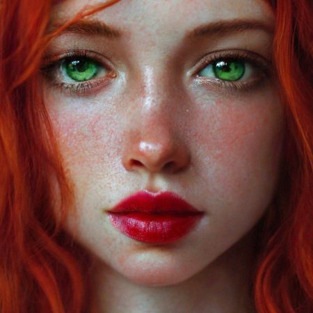 Рыжеволосая девушка с зелеными глазами