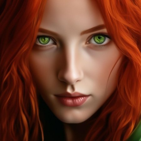 Девушка с рыжими волосами и зелеными глазами