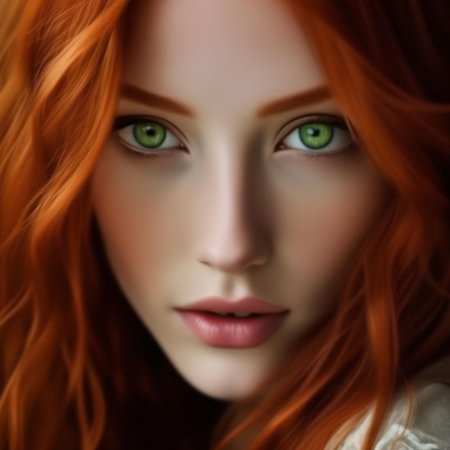 Девушка с рыжими волосами и зелеными глазами