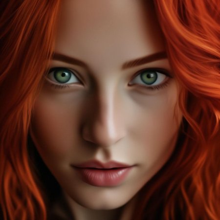 Рыжеволосая девушка с зелеными глазами