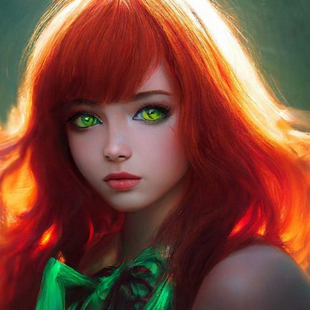 Рыжеволосая девушка с зелеными глазами