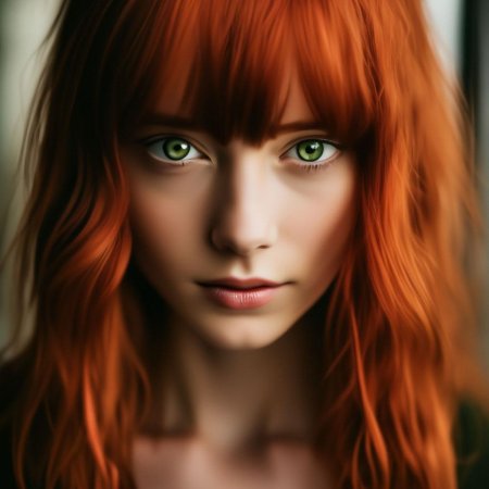 Рыжая девушка с зелеными глазами
