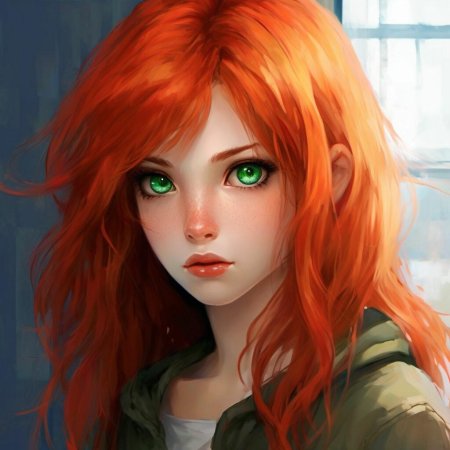 Девушка с рыжими волосами и зелеными глазами