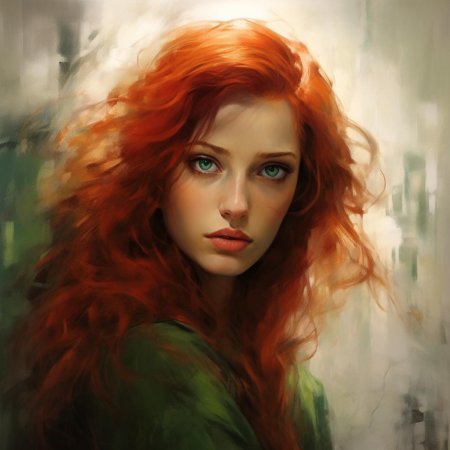 Рыжеволосая девушка с зелеными глазами
