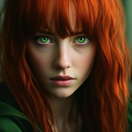 Рыжая девушка с зелеными глазами