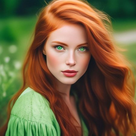 Девушка с рыжими волосами и зелеными глазами
