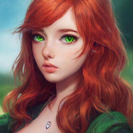 Рыжая девушка с зелеными глазами