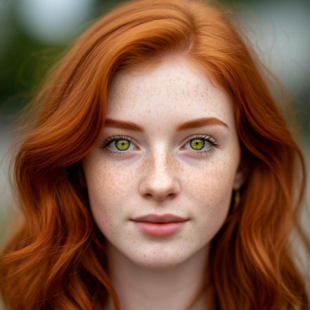Рыжая девушка с зелеными глазами