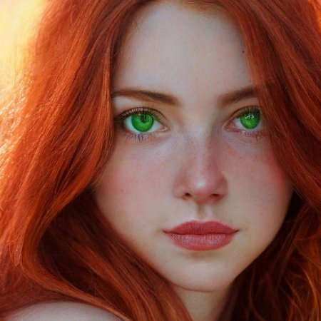 Девушка с рыжими волосами и зелеными глазами