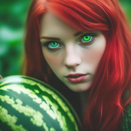 Рыжеволосая девушка с зелеными глазами