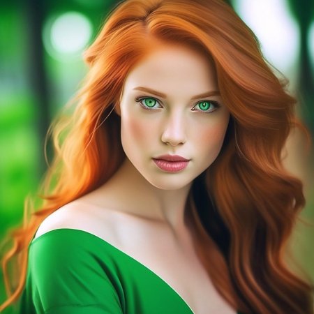 Рыжие девушки с зелеными глазами