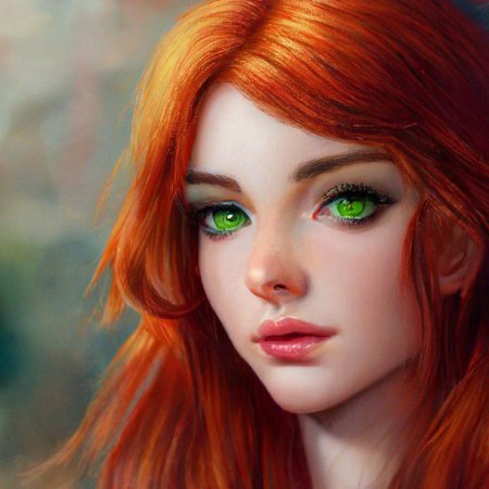Красивая рыжая девушка с зелеными глазами