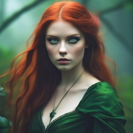 Рыжеволосая девушка с зелеными глазами