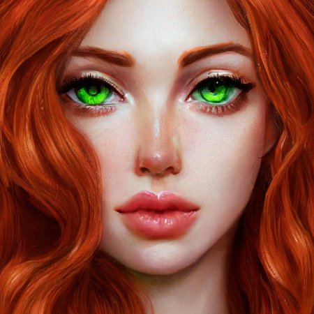 Рыжеволосая девушка с зелеными глазами