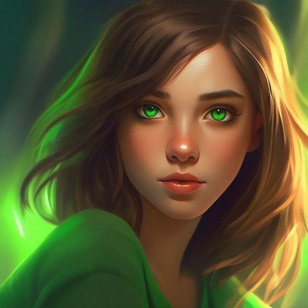 Девушка с русыми волосами и зелеными глазами