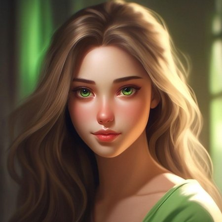 Девушка с зелёными глазами и русыми волосами