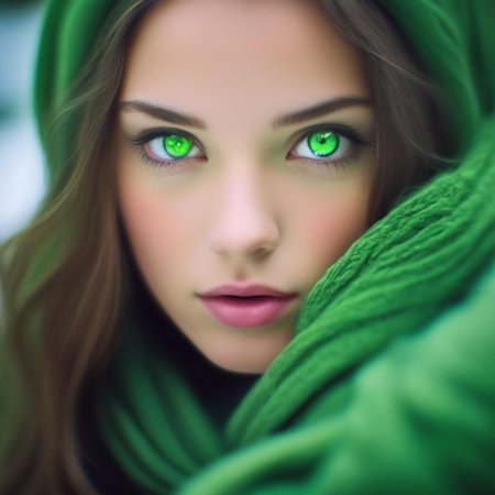 Красивая девушка с зелеными глазами