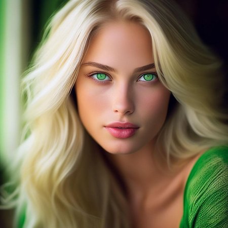 Блондинка с зелеными глазами и светлой кожей