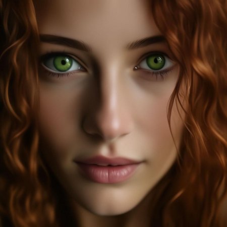 Рыжая девушка с зелеными глазами
