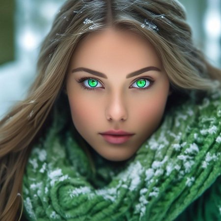 Красивая девушка с зелеными глазами