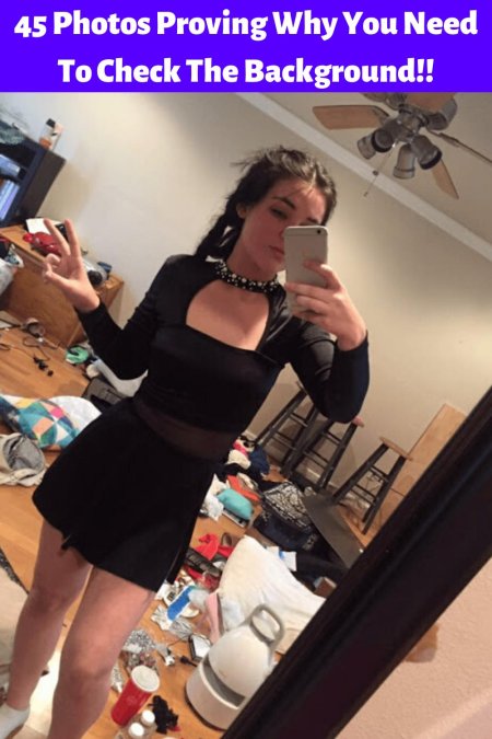 Селфи девушки на фоне бардака