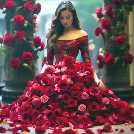 Платье с розами