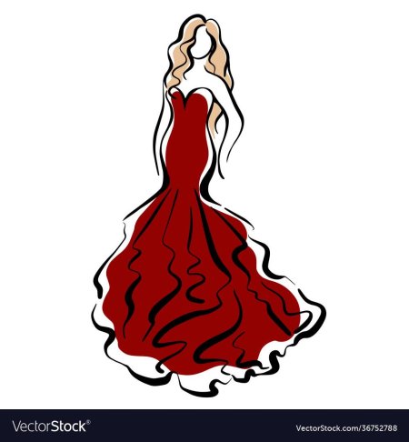 Женщина в длинном платье вектор
