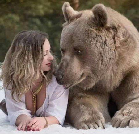 Мишка обнимает