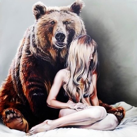 Картина по номерам медведь и девушки