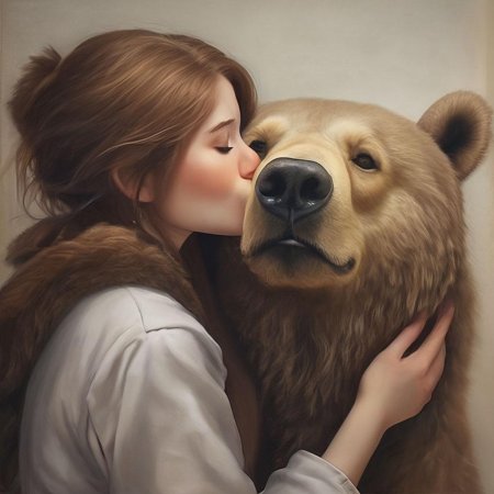 Девочка обнимает медведя