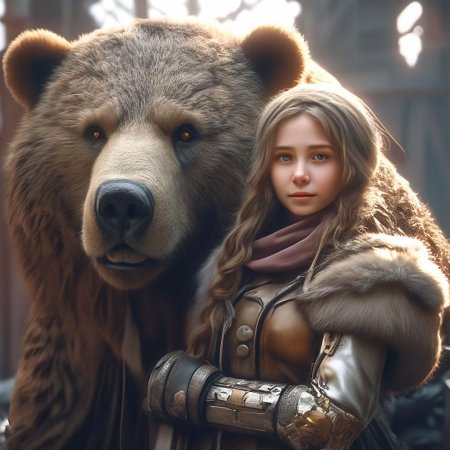 Медведь и девушка фэнтези