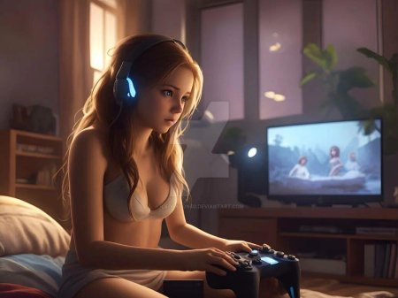 Голая девушка геймер