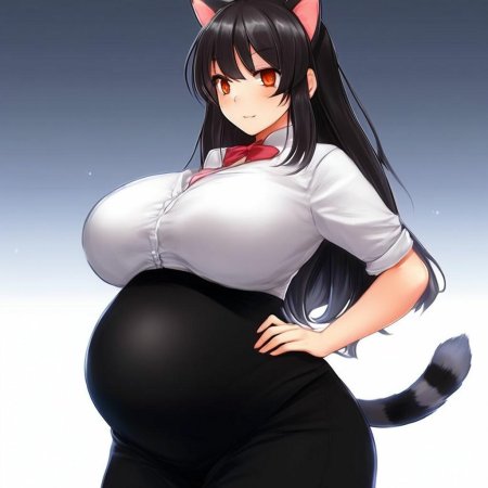 Беременная аниме с большим животом