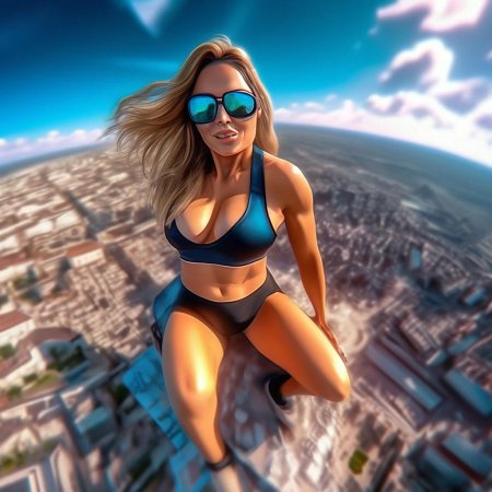 Гигантская девушка разрушает город