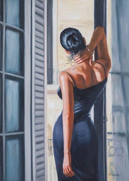 Женщина у окна живопись