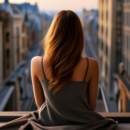 Девушка сидит спиной