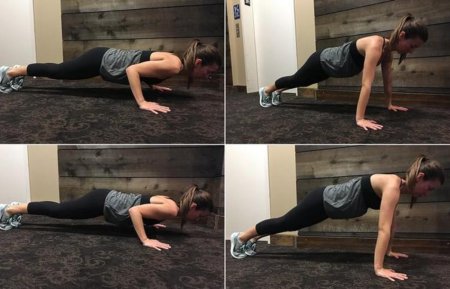 Девушка отжимается