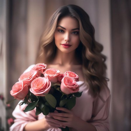 Девушка с букетом