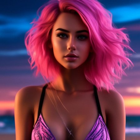 Красивая девушка с розовыми волосами