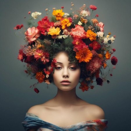 Девушка с цветами на голове