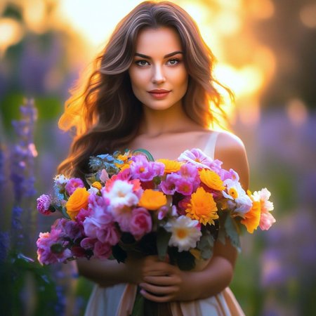 Девушка с цветам