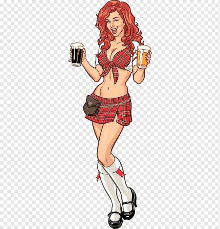 Мультяшная девушка с пивом