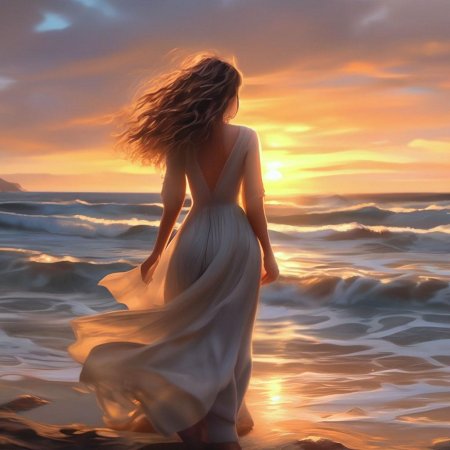 Девушка спиной на море