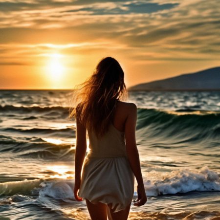 На море девушка