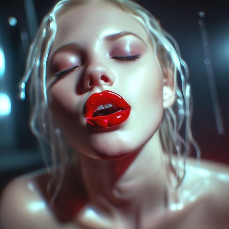 Блондинка с красными губами