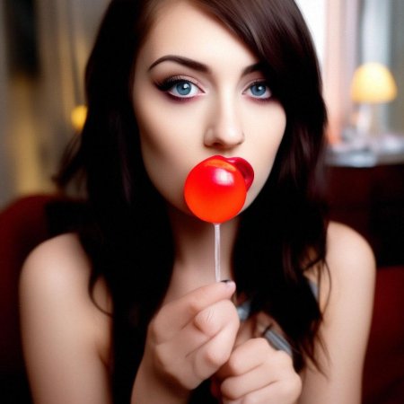 Девушка лижет чупа чупс