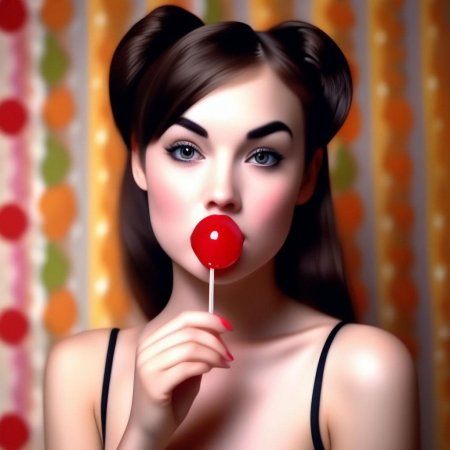 Девушка сосет леденец