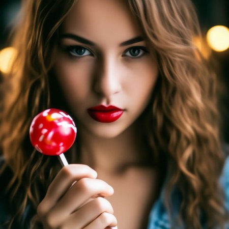 Девушка и чупа чупс