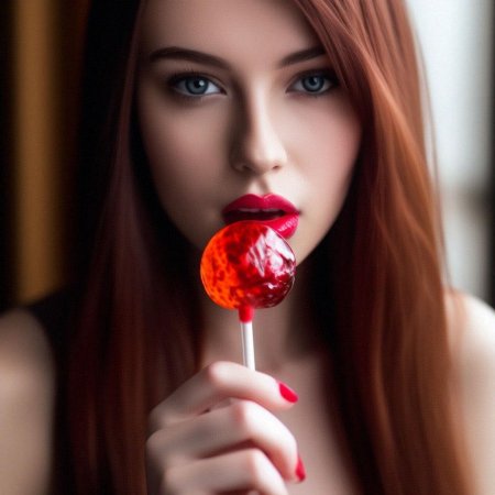 Девушка сосет чупа чупс